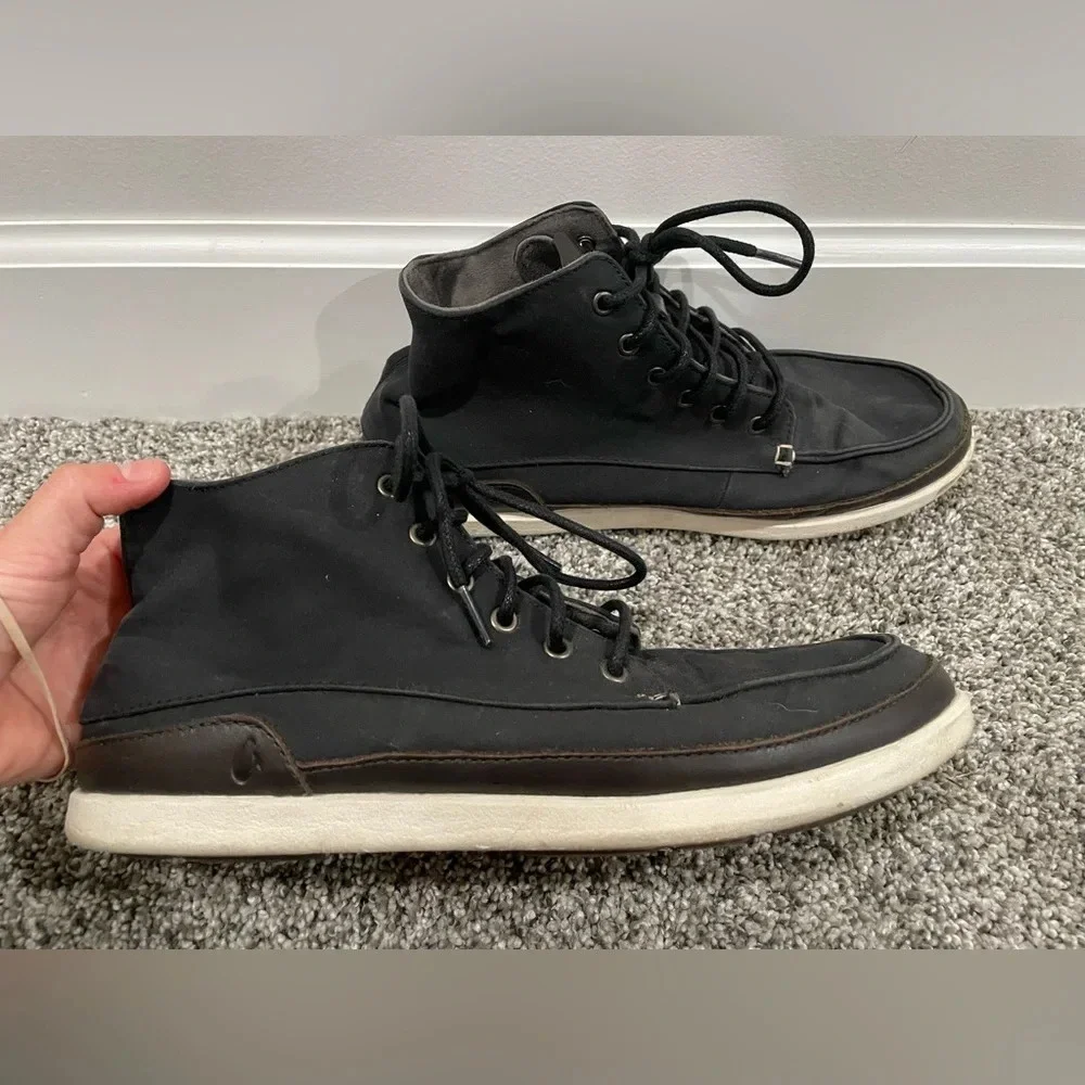 Olukai Nalukai Kapa men's black canvas chukka shoe, size 9.5